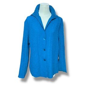 Rafael women’s Teal‎ Blue button up blouse size L (A92)